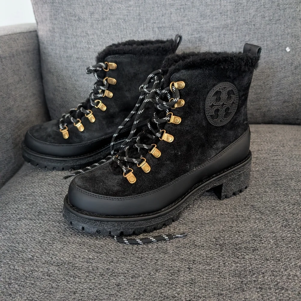 TORY BURCH Thea Suede & Shearling Boots